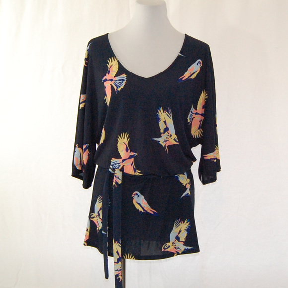 Anthropologie Tops - Anthropologie (Deletta) Bird Kimono Tunic with Tie